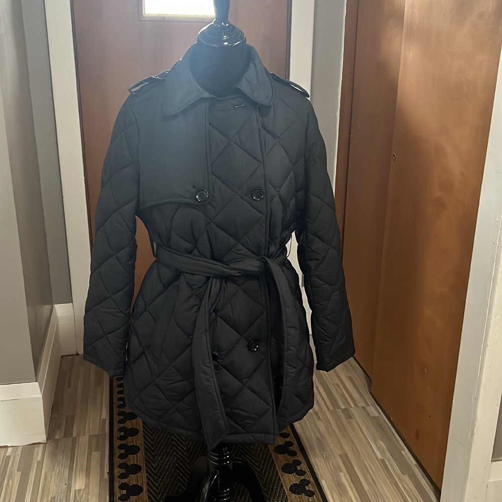 Sam Edelman black puffer trench jacket, FLAW